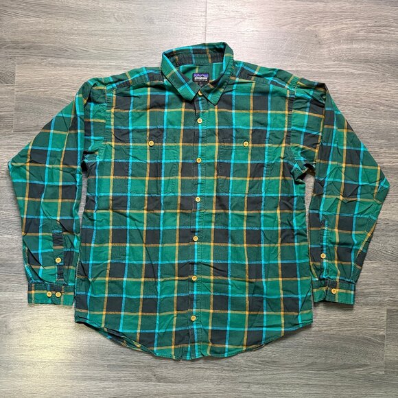Patagonia Men's Pima Cotton Plaid Flannel Shirt - Green - Picture 1 of 7